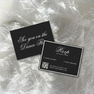 Quiet Luxury Vintage Black Wedding QR Code RSVP Card
