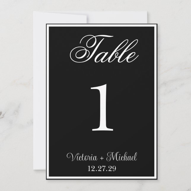 Quiet Luxury Vintage Black Wedding Table Invitation (Front)