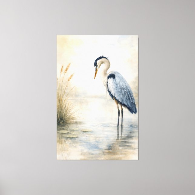 Quiet Marsh Heron | Blue Heron | Stretched Canvas  Print (Front)