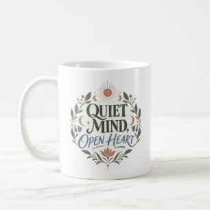 Quiet Mind Open Heart Wellness Typography Coffee Mug