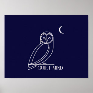 Quiet Mind Owl – Minimalist Night Wisdom Design Poster