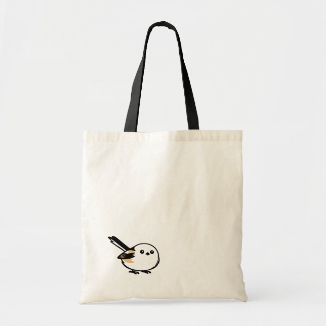 Quiet Minimal Long-Tailed Tit Illustration Tote Bag (Front)