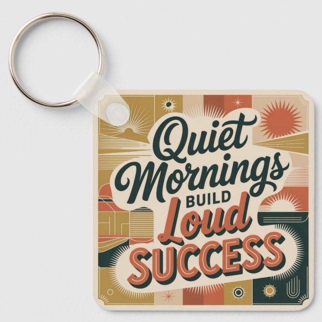 Quiet Mornings Build Loud Success Key Ring (Front)