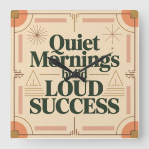 Quiet Mornings Build Loud Success Square Wall Clock