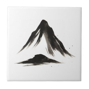 Quiet Mountain – Ink Brush Landscape on Coaster