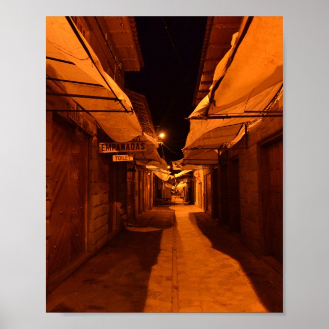 Quiet Night - Pisac Streetlight Photography Poster (Front)