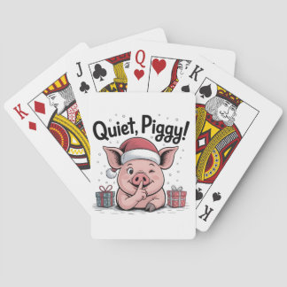 Quiet Piggy Christmas Santa hat Democratic Playing Cards