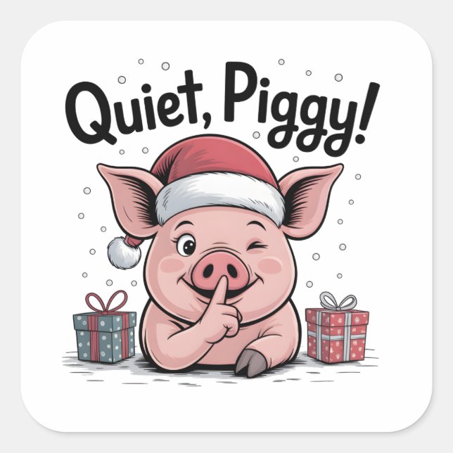 Quiet Piggy Christmas Santa hat Democratic  Square Sticker (Front)
