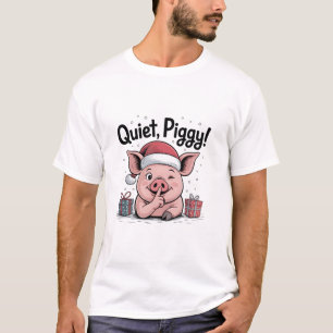 Quiet Piggy Christmas Santa hat Democratic T-Shirt