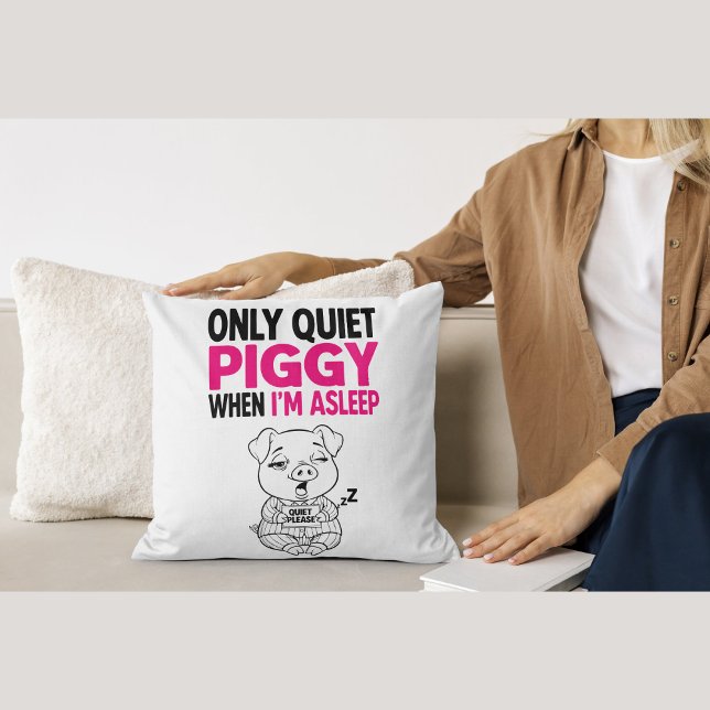 Quiet Piggy I'm Asleep Bedtime Pillow (Quiet piggy bedtime pillow for introvert nap lovers)