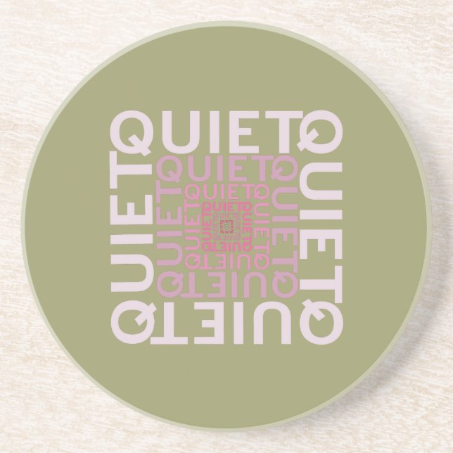 Quiet Pink Word Cloud Coaster (Front)
