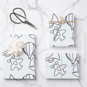 Quiet Plane Bugle Boat Kids  Wrapping Paper Sheet