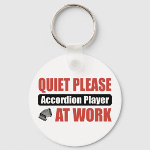 Quiet Please Accordion Player At Work Key Ring
