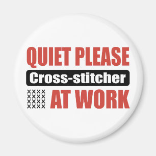 Quiet Please Cross-stitcher At Work Magnet