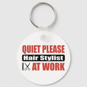 Quiet Please Hair Stylist At Work Key Ring
