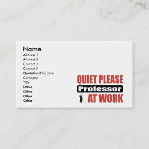 Quiet Please Professor At Work Business Card