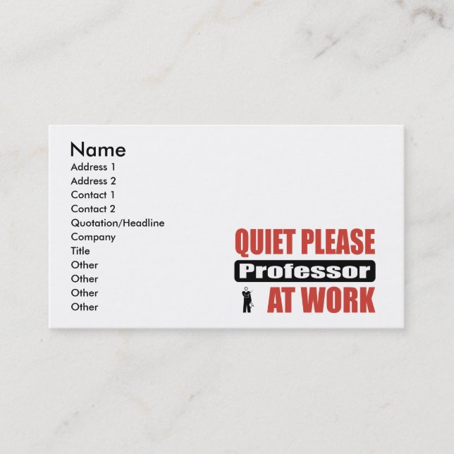 Quiet Please Professor At Work Business Card (Front)