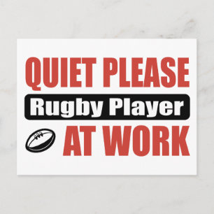 Quiet Please Rugby Player At Work Postcard