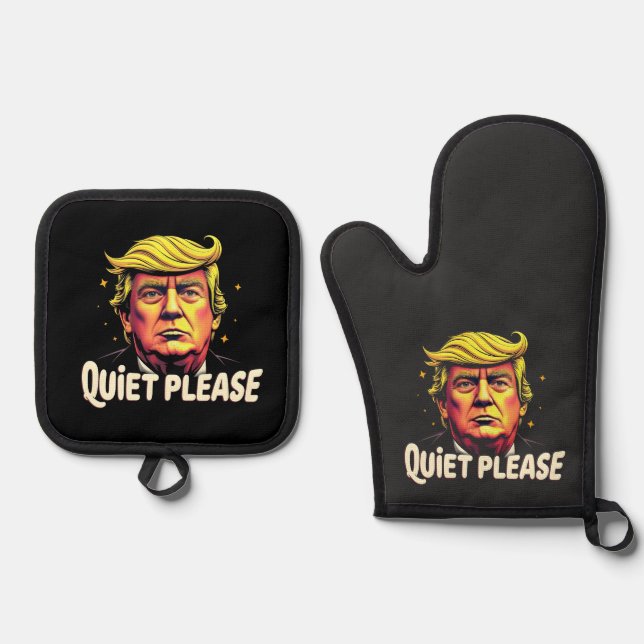 Quiet Please Trump Kamala President Debate  Oven Mitt & Pot Holder Set (Front)