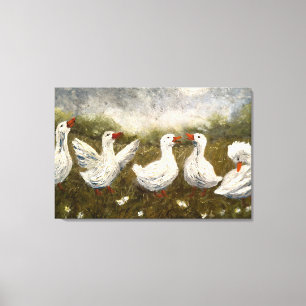 Quiet Quack: White Duck Starry Night Goose Canvas Print