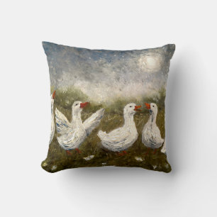 Quiet Quack: White Duck Starry Night Goose Cushion