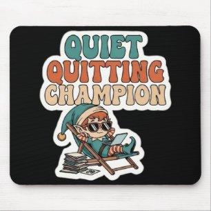 Quiet Quitting Elf Funny Office Humor Dark Mode Mouse Mat