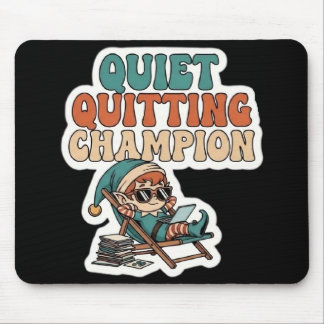 Quiet Quitting Elf Funny Office Humor Dark Mode  Mouse Mat