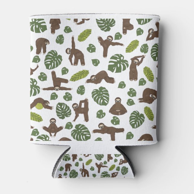 Quiet quitting Lazy Sloth Can Cooler (Front)