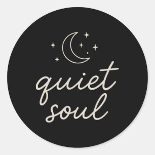 Quiet Soul Crescent Moon Stars Womens Mens Freethi Classic Round Sticker