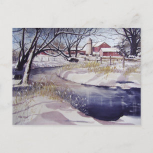 Quiet stream during winter- postcard