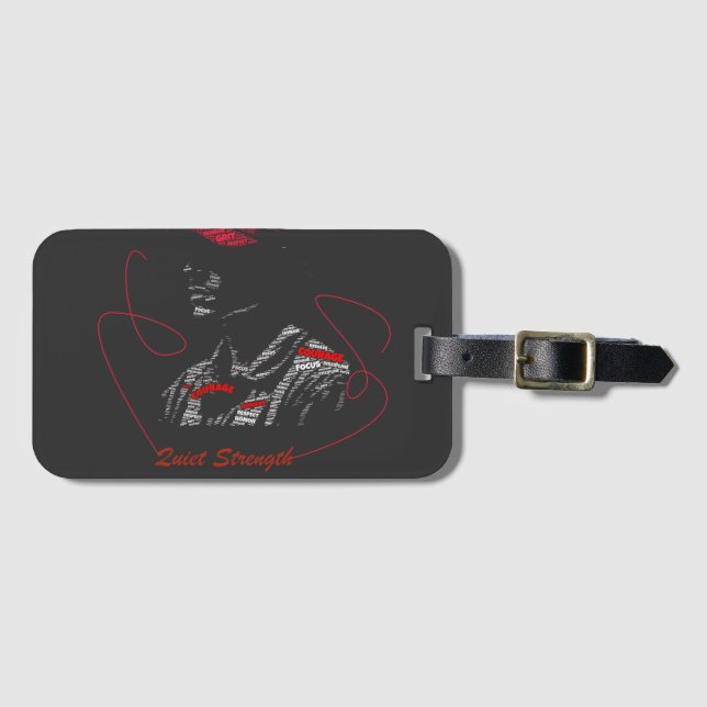 Quiet Strength Hooded Typography Luggage Tag (Front Horizontal)