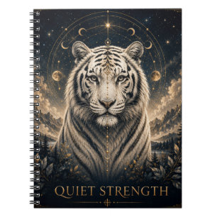 Quiet Strength White Tiger Inspirational Notebook