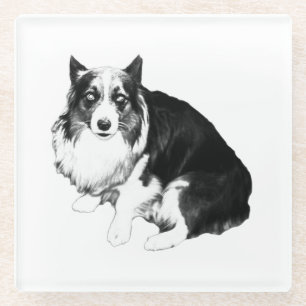 Quiet Table, Calm Corgi Glass Coaster