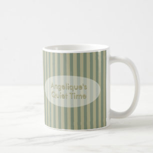 Quiet Time Khaki and Beige Stripes with Your Text Coffee Mug