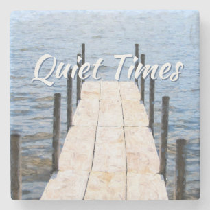 Quiet Times by the Dock at the Lake Stone Coaster