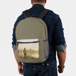 Quiet Waterfront Walk Print Cut Sew Backpack
