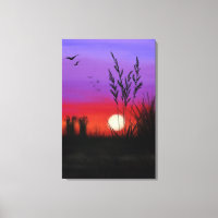 Quietly Canvas Print Lake Sunset - Watercolor