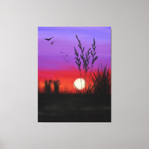 Quietly Canvas Print Lake Sunset - Watercolor