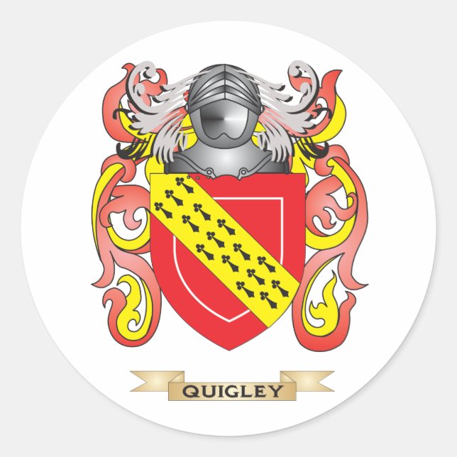 Quigley Coat of Arms (Family Crest) Classic Round Sticker (Front)