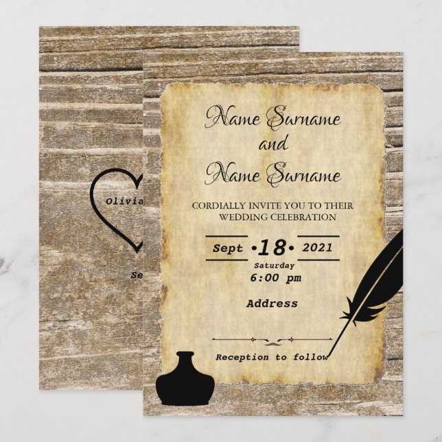 Quill and inkwell invitation (Front/Back)