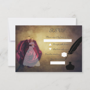 Quill and inkwell RSVP card