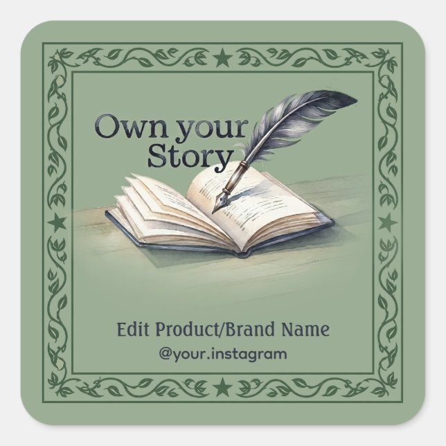 Quill Book Own Your Story Square Envelope Sticker (Front)