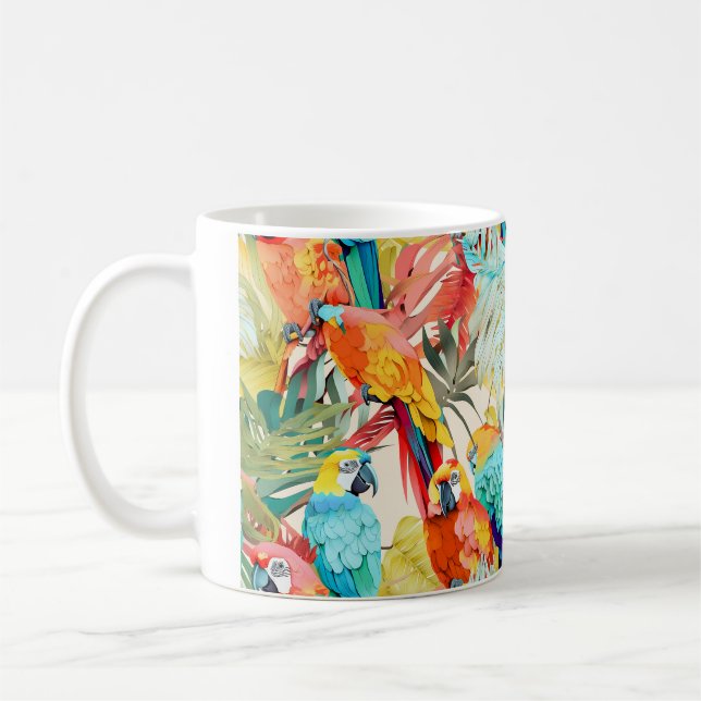 Quill Paper Parrots Coffee Mug (Left)