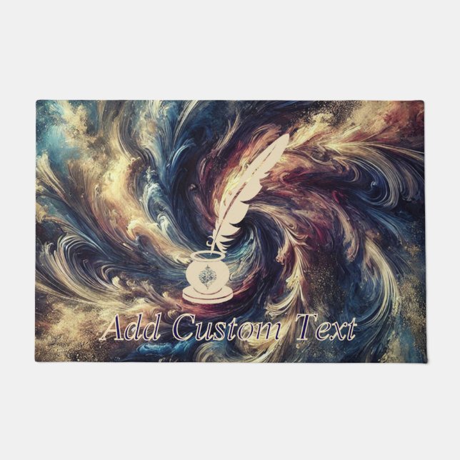 Quill Pen Modern Abstract Art Doormat (Front)