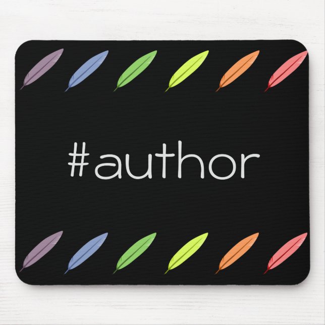 Quill pens and author hashtag mouse mat (Front)