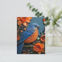 Quilled Eastern Bluebird with Orange Blossoms