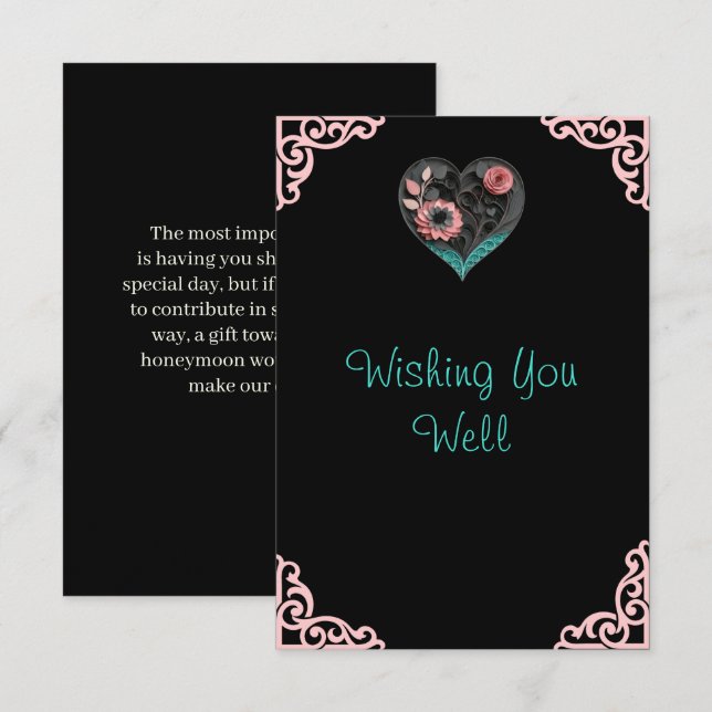 Quilled Heart Wedding  Elegant Enclosure Card (Front/Back)
