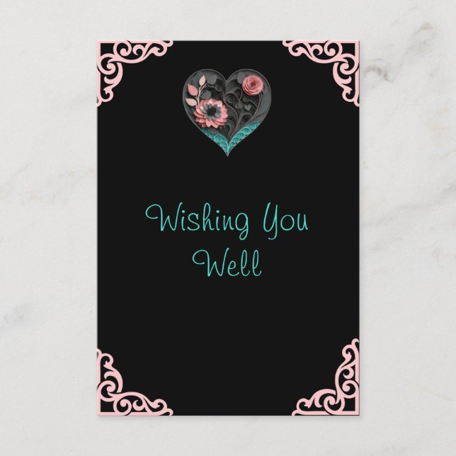 Quilled Heart Wedding  Elegant Enclosure Card (Front)