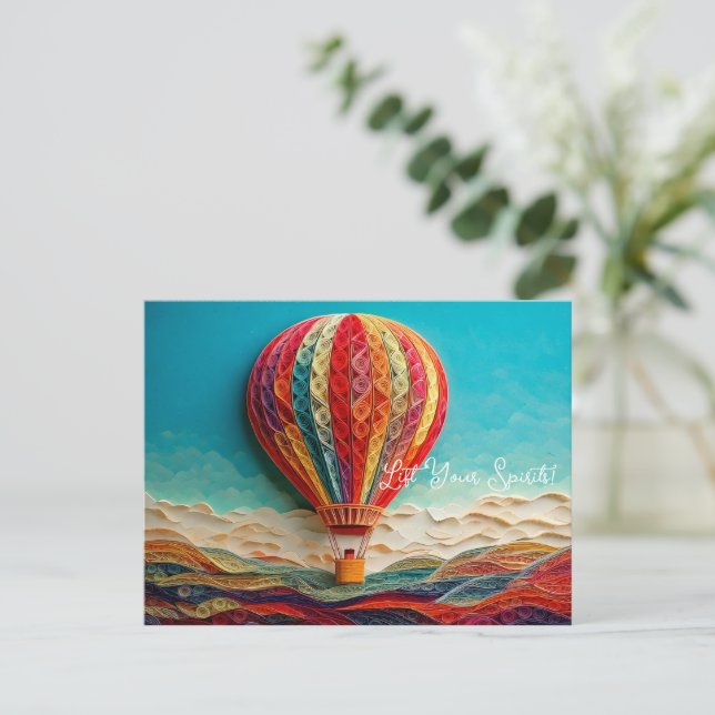 Quilled Hot Air Balloon Art Postcard (Standing Front)