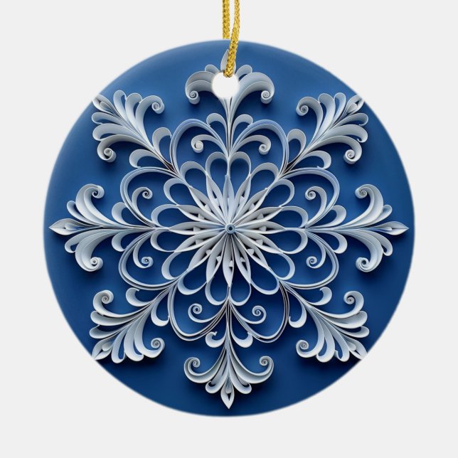 Quilled Snowflake Design Personalised Ornament (Front)
